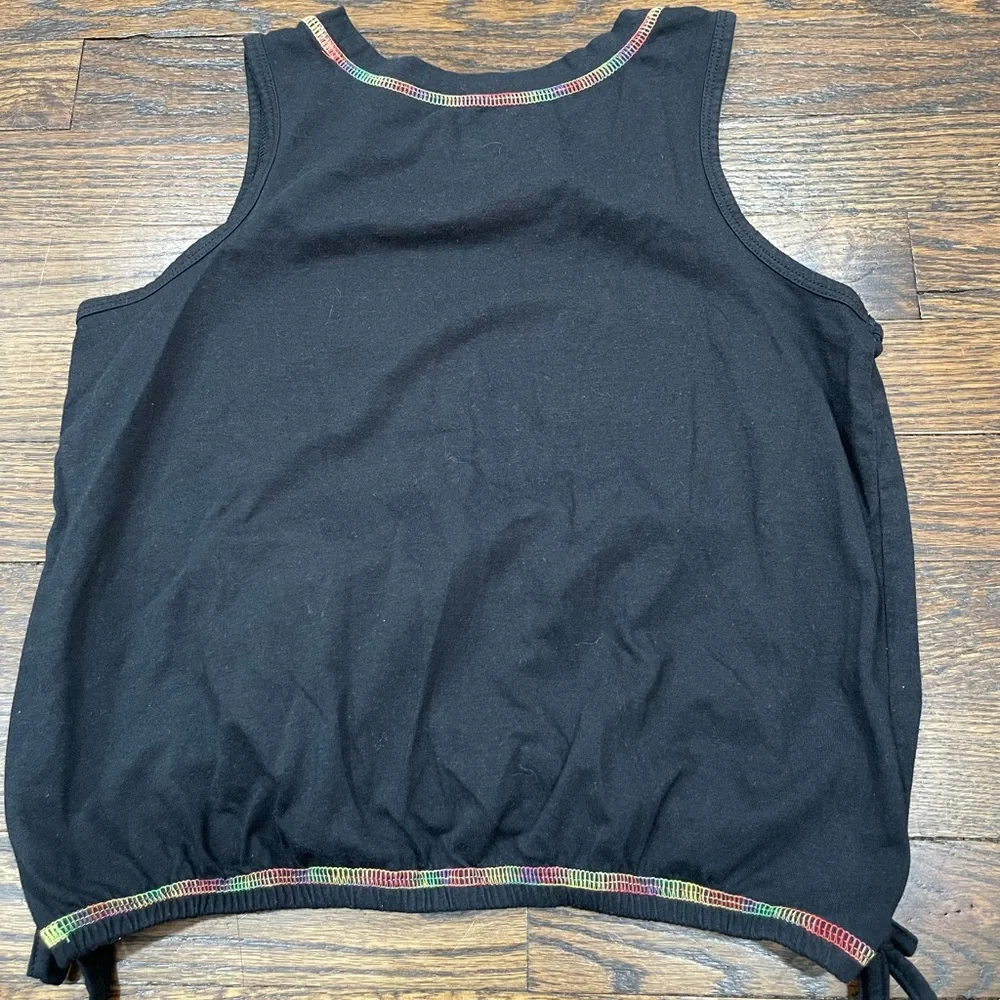 Justice X Airhead Black Tank Top with Rainbow LOVE Graphic size 10